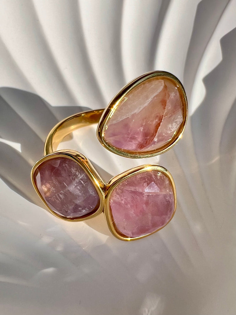 Bagues en pierres naturelles roses & violettes