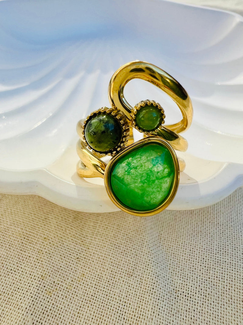 Bagues en pierres naturelles vertes
