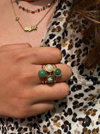 bague multirangs turquoise africaine acier inoxydable